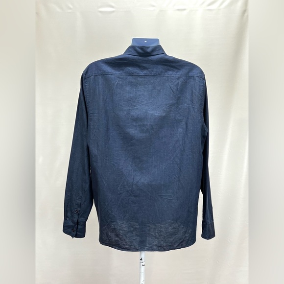TED BAKER Navy blue linen long sleeve button‎ down shirt size 5/XL. - Picture 7 of 13